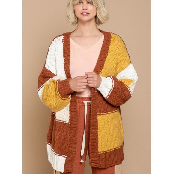 FSC44 POL Colorblock Cardigan Sweater - Picture 4 of 4